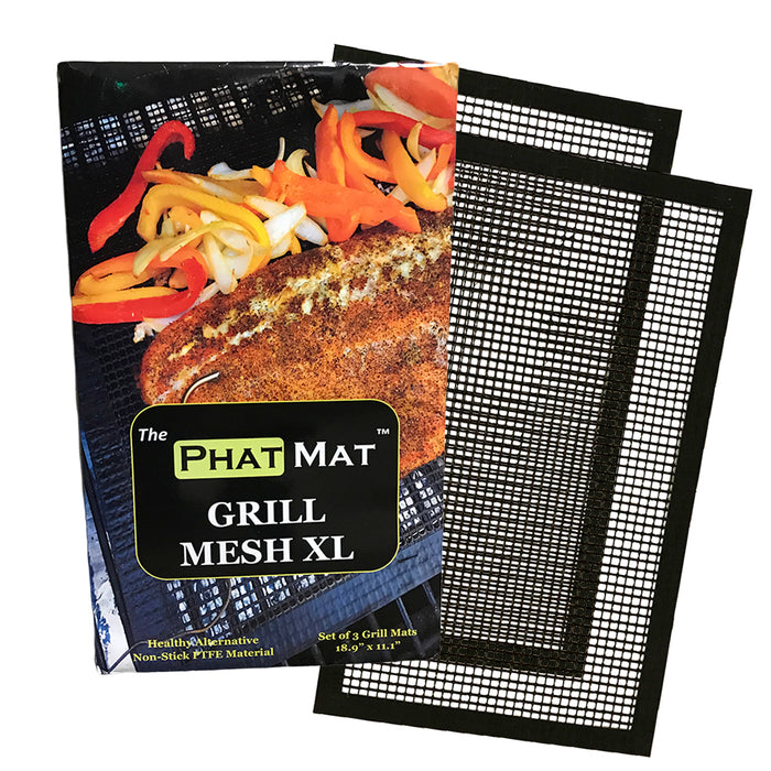 PhatMat Non Stick Grill Mesh Mats XL (2 pk) - 19"x11" Heavy Duty for Traeger, RecTec, Green Mountain