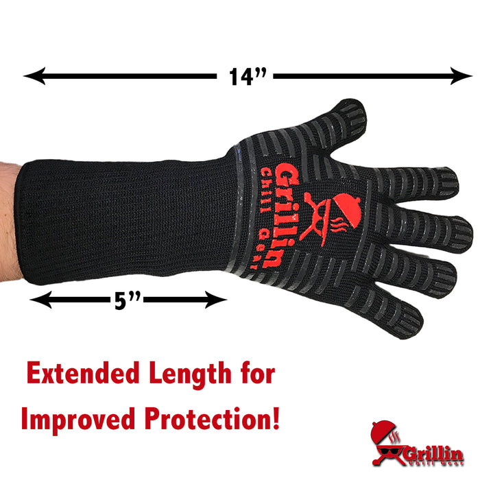 BBQ Grill Gloves (XL) - 932°F Extreme Heat Resistant For Cooking, Baking, Fires - 15" Long Forearm