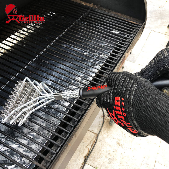 Bristle Free Safe Grill Brush –100% Rust Resistant, Professional Heavy Duty Stainless Steel Cleaner