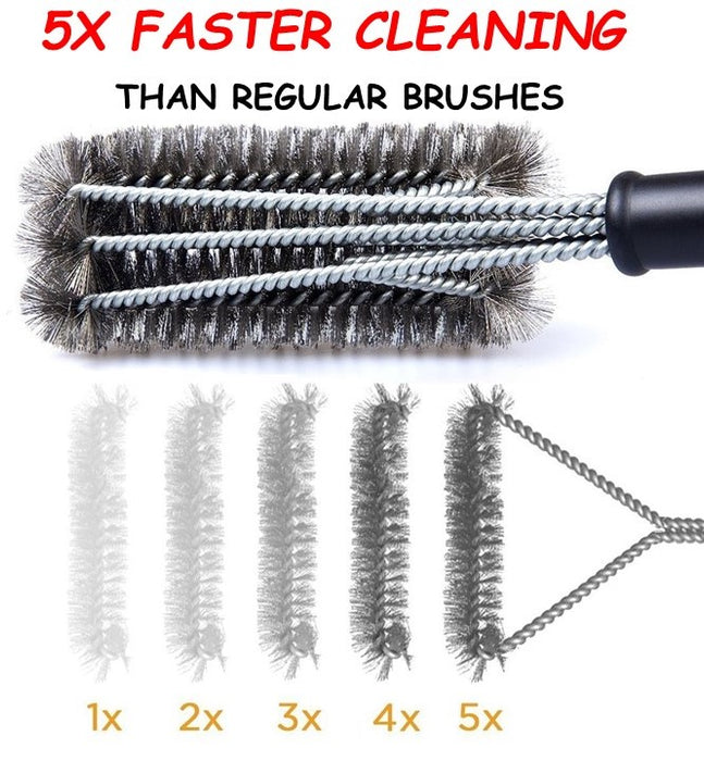 18" BBQ Grill Brush - Stainless Steel Woven Wire - Super Fast Cleaner - Safe for All Grates