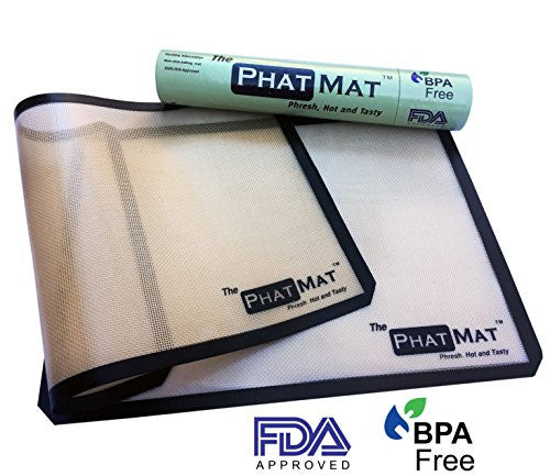 PhatMat Premium Silicone Baking Mat (2 pk) - Half Sheet set, Non-stick, Professional Grade